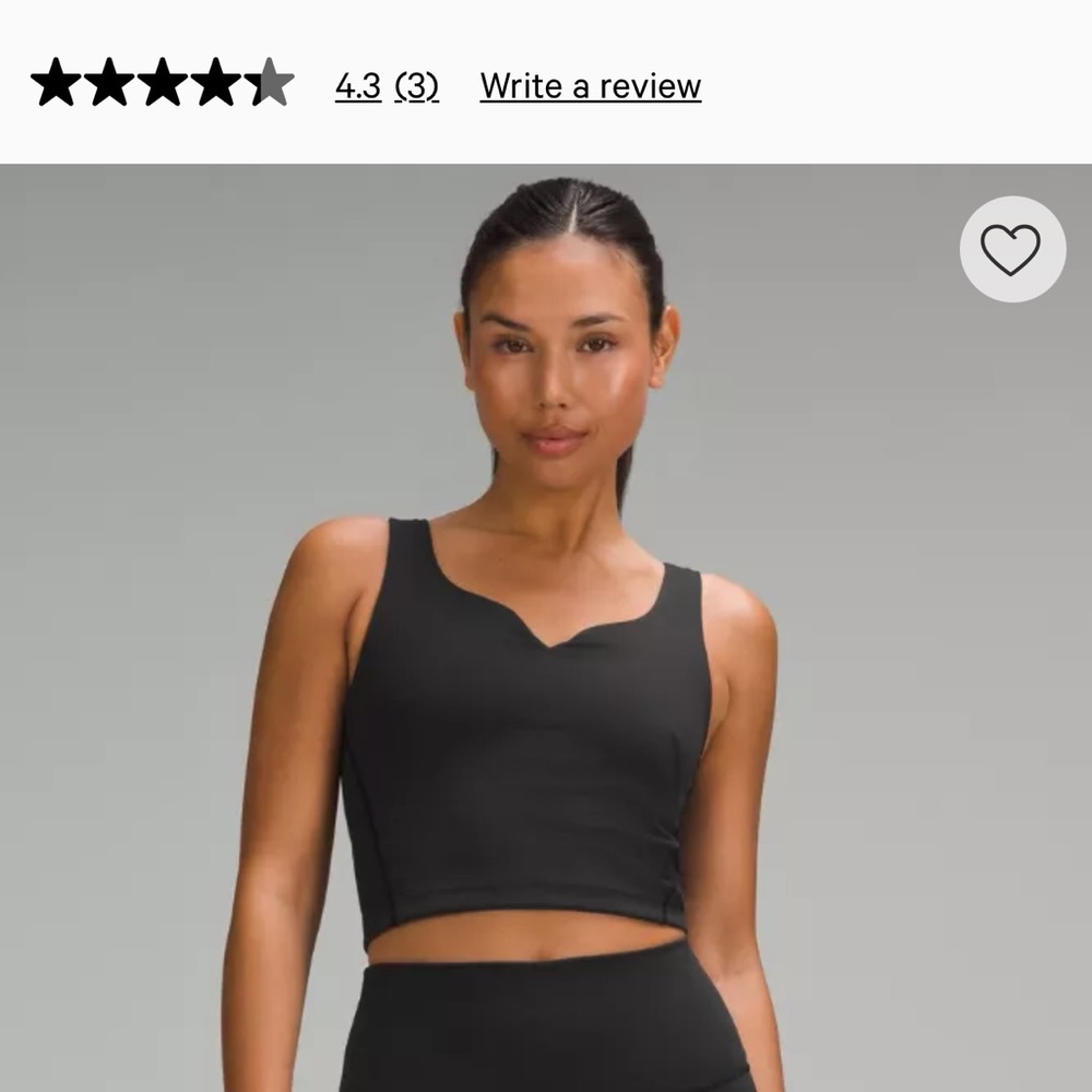 lululemon athletica Black Sculpting Cropped Tank Top